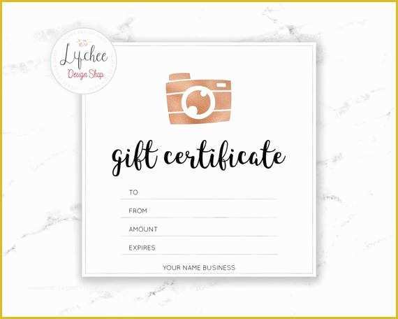 Free Download Gift Certificate Template for Mac Of Printable Rose Gold Camera Gift Certificate Template