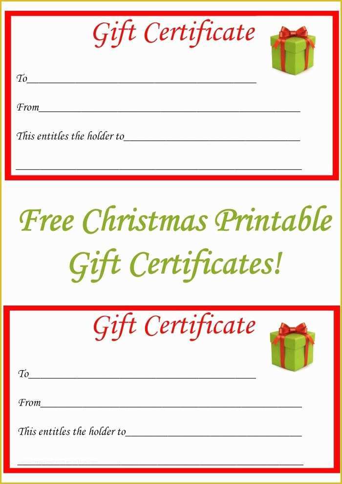 Free Download Gift Certificate Template Word Of Free Christmas Printable Gift Certificates