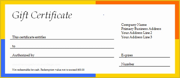 Free Download Gift Certificate Template Word Of Multi Colored Gift Certificate