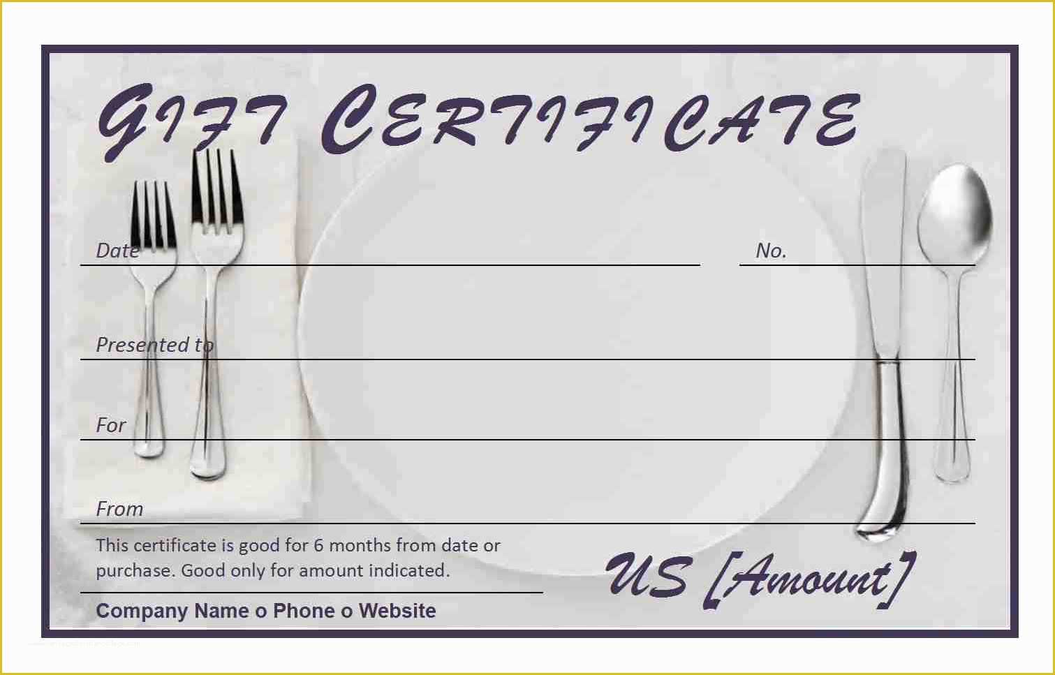 Free Download Gift Certificate Template Word Of Restaurant Gift Certificate