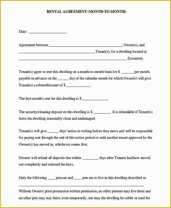 Free Download Rental Lease Agreement Templates Of 10 Month to Month Rental Agreement Free Sample Example