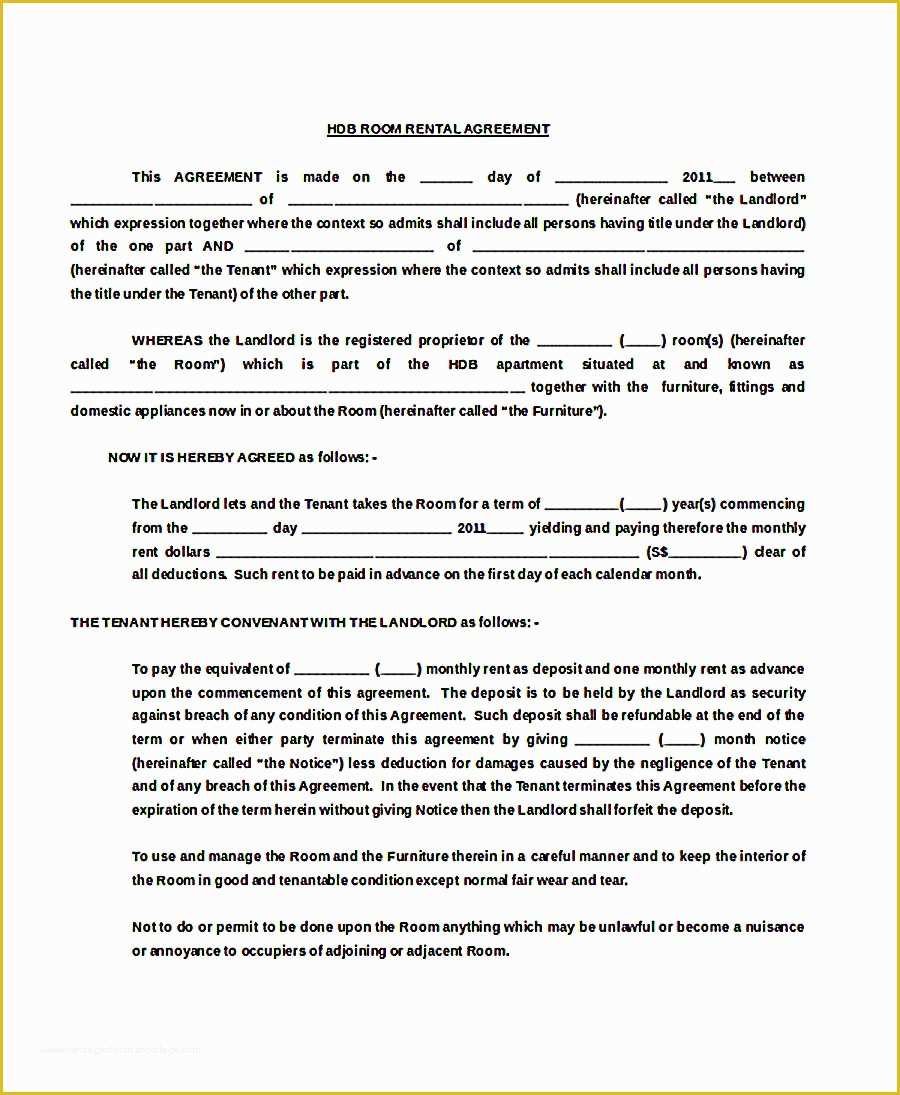 Free Download Rental Lease Agreement Templates Of 9 Room Rental Agreement Template