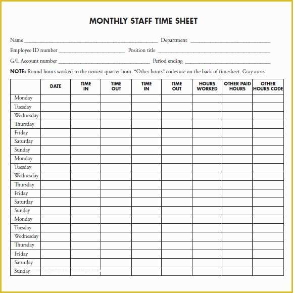 Free Download Weekly Timesheet Template Of 11 Monthly Timesheet Templates Free Sample Example format