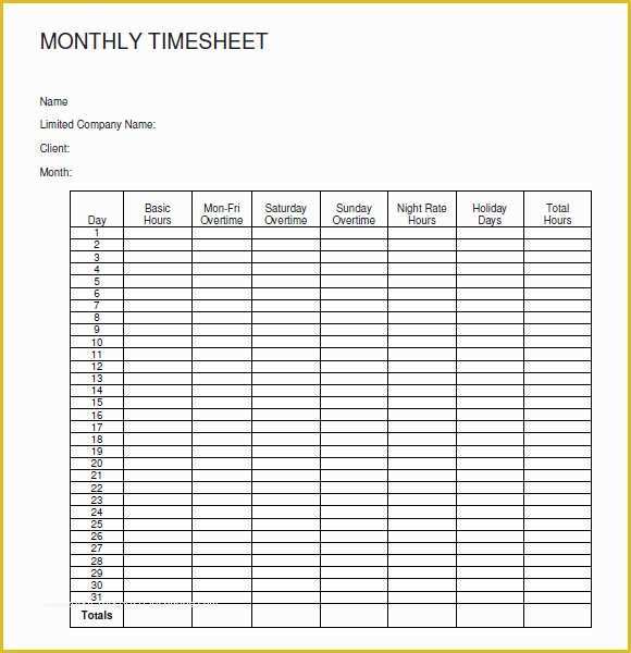 Free Download Weekly Timesheet Template Of 12 Sample Monthly Timesheet Templates