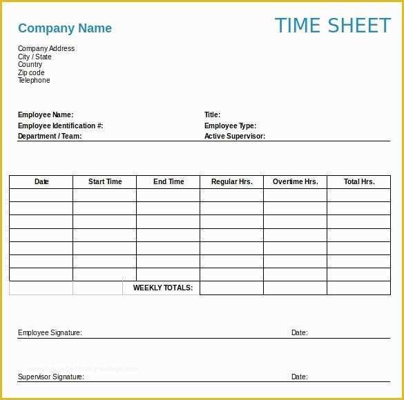 Free Download Weekly Timesheet Template Of 22 Weekly Timesheet Templates – Free Sample Example