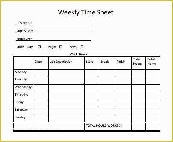 Free Download Weekly Timesheet Template Of 22 Weekly Timesheet Templates – Free Sample Example