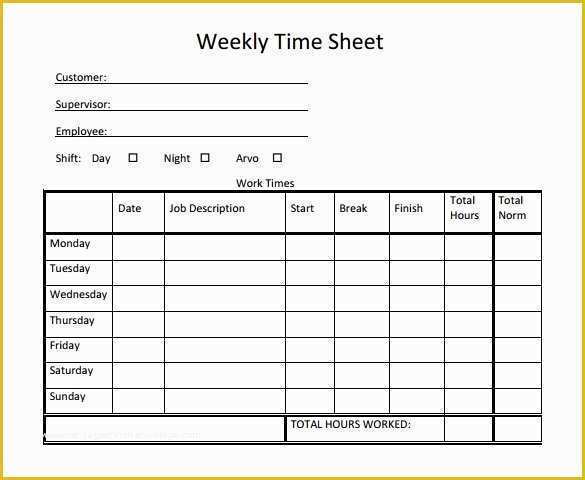 Free Printable Weekly Timesheet Templates