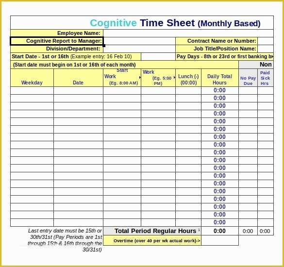 Free Download Weekly Timesheet Template Of 25 Excel Timesheet Templates – Free Sample Example