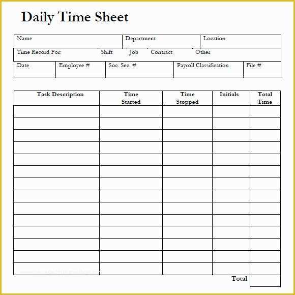 Free Download Weekly Timesheet Template Of 7 Daily Timesheet Templates Free Sample Example format