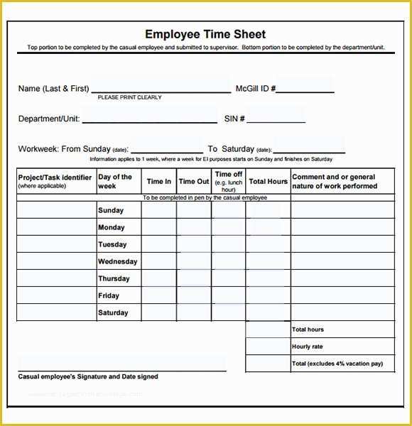 Free Download Weekly Timesheet Template Of Employee Timesheet Template 8 Free Download for Pdf