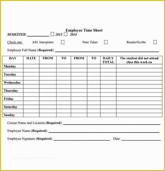 Free Download Weekly Timesheet Template Of Employee Timesheet Template 8 Free Download for Pdf