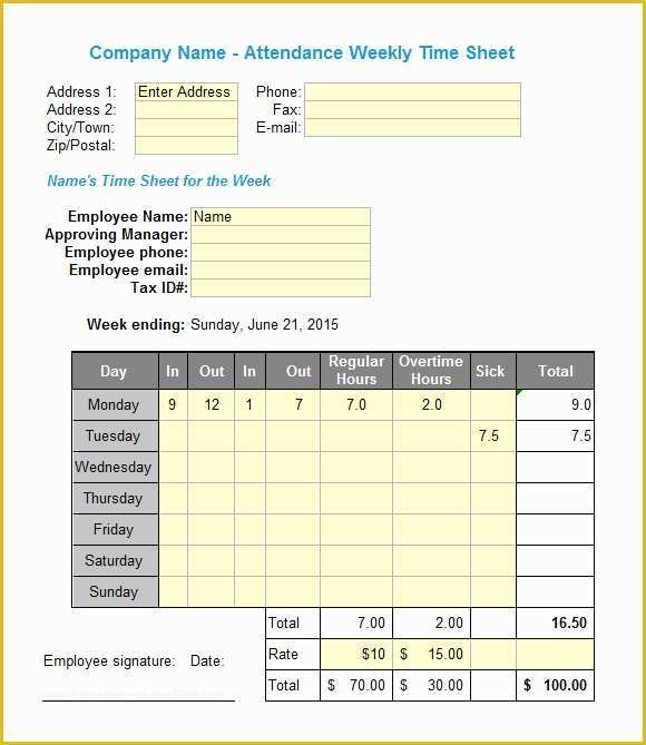 Free Download Weekly Timesheet Template Of Excel Timesheet Templates 7 Free Download for Excel