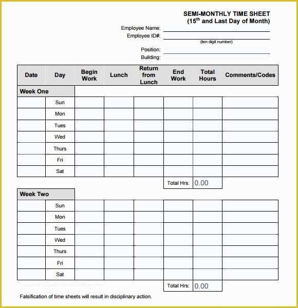 Free Download Weekly Timesheet Template Of Monthly Timesheet Template 9 Free Download for Pdf