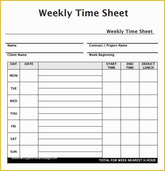 Free Download Weekly Timesheet Template Of Weekly Timesheet Template 7 Free Download for Pdf