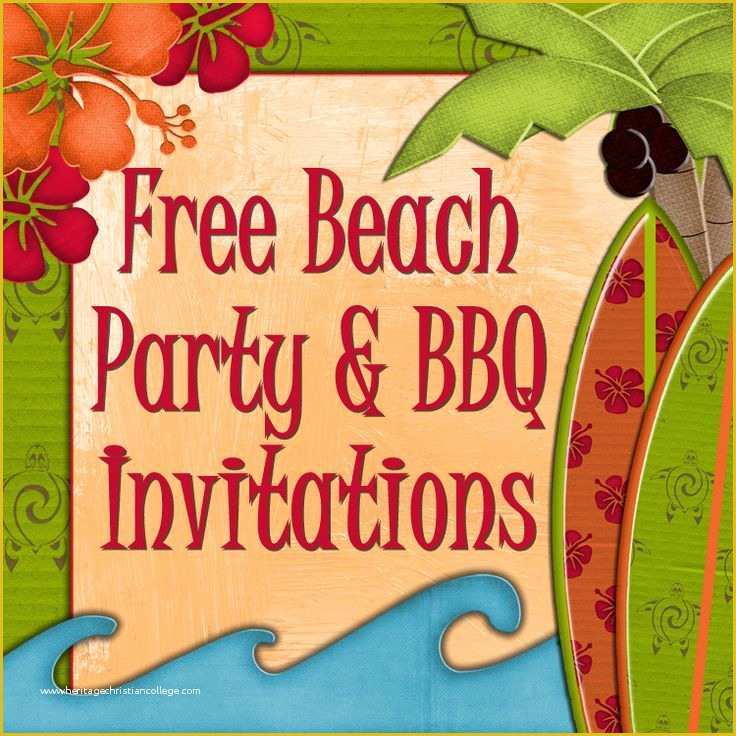 Free Downloadable Bbq Invitation Template Of Free Printable Beach Party Luau and Bbq Invitations