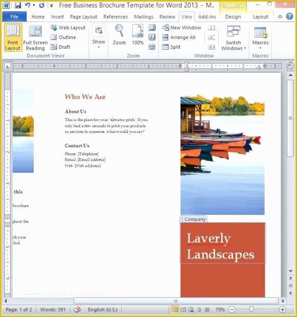 Free Downloadable Brochure Templates for Word Of Free Business Brochure Template for Word 2013