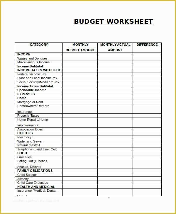 Free Downloadable Budget Template Of 14 Printable Bud Worksheet Templates Word Pdf