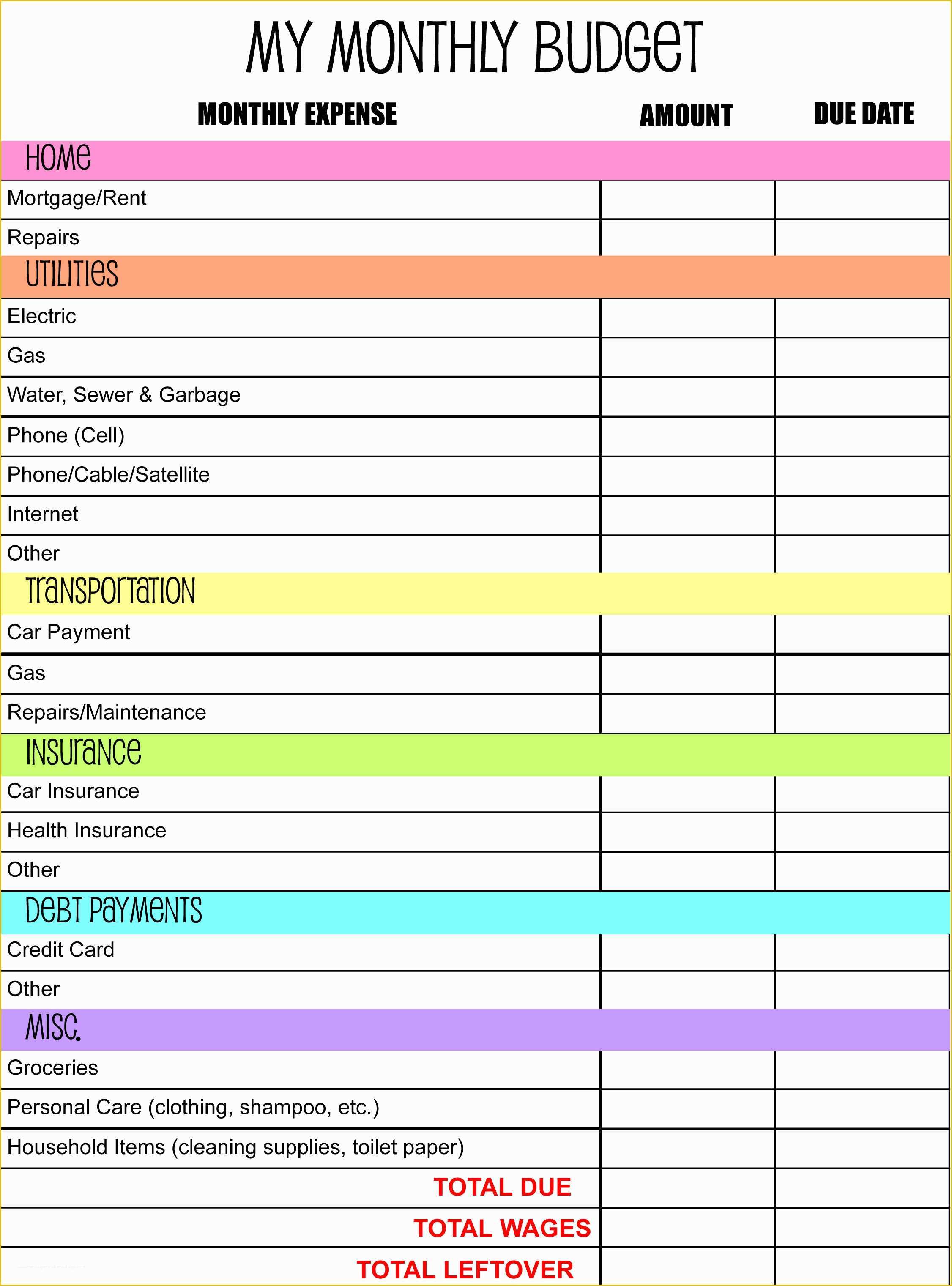 Free Downloadable Budget Template Of Free Bill organizer Printables Monthly Bud Plannerte