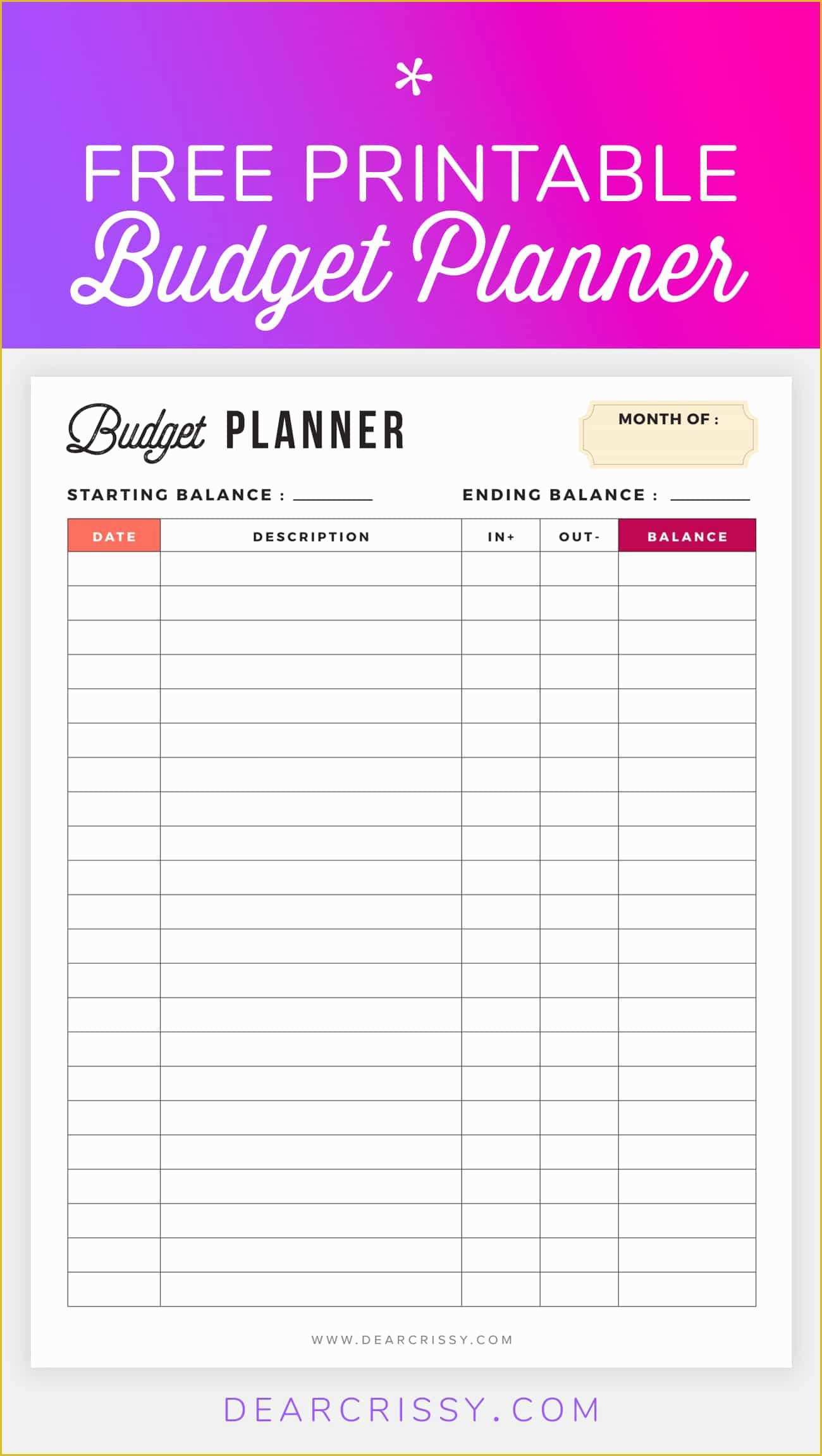 Free Downloadable Budget Template Of Free Bud Planner Printable Printable Finance Planner