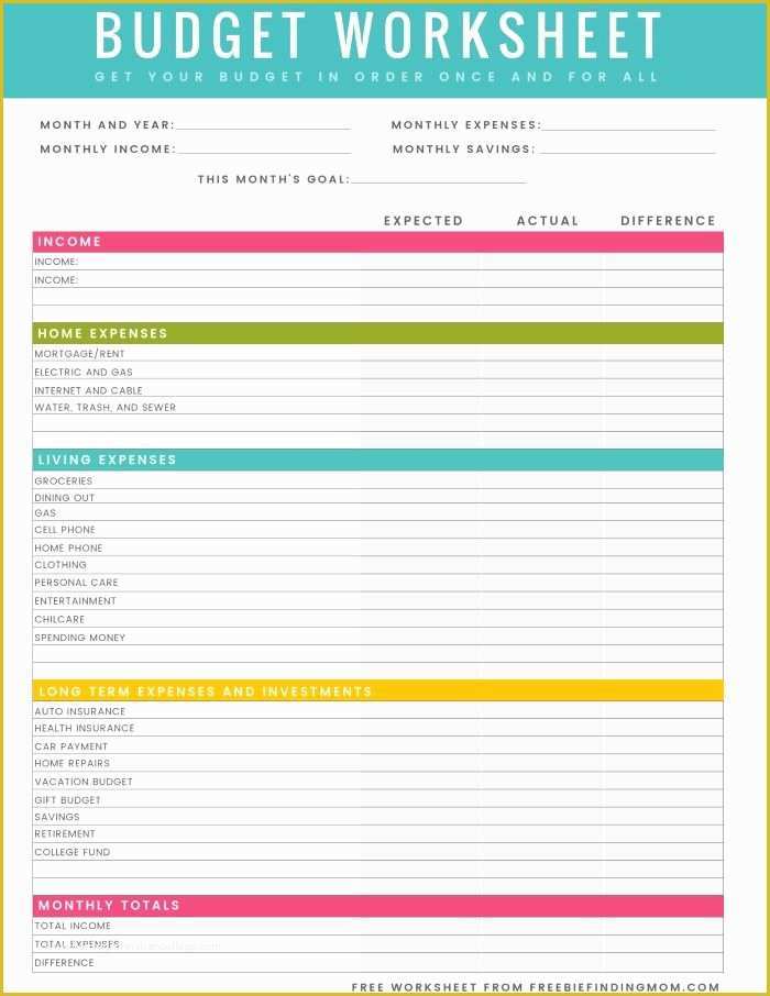 Free Downloadable Budget Template Of Free Printable Household Bud Worksheet – Excel & Pdf