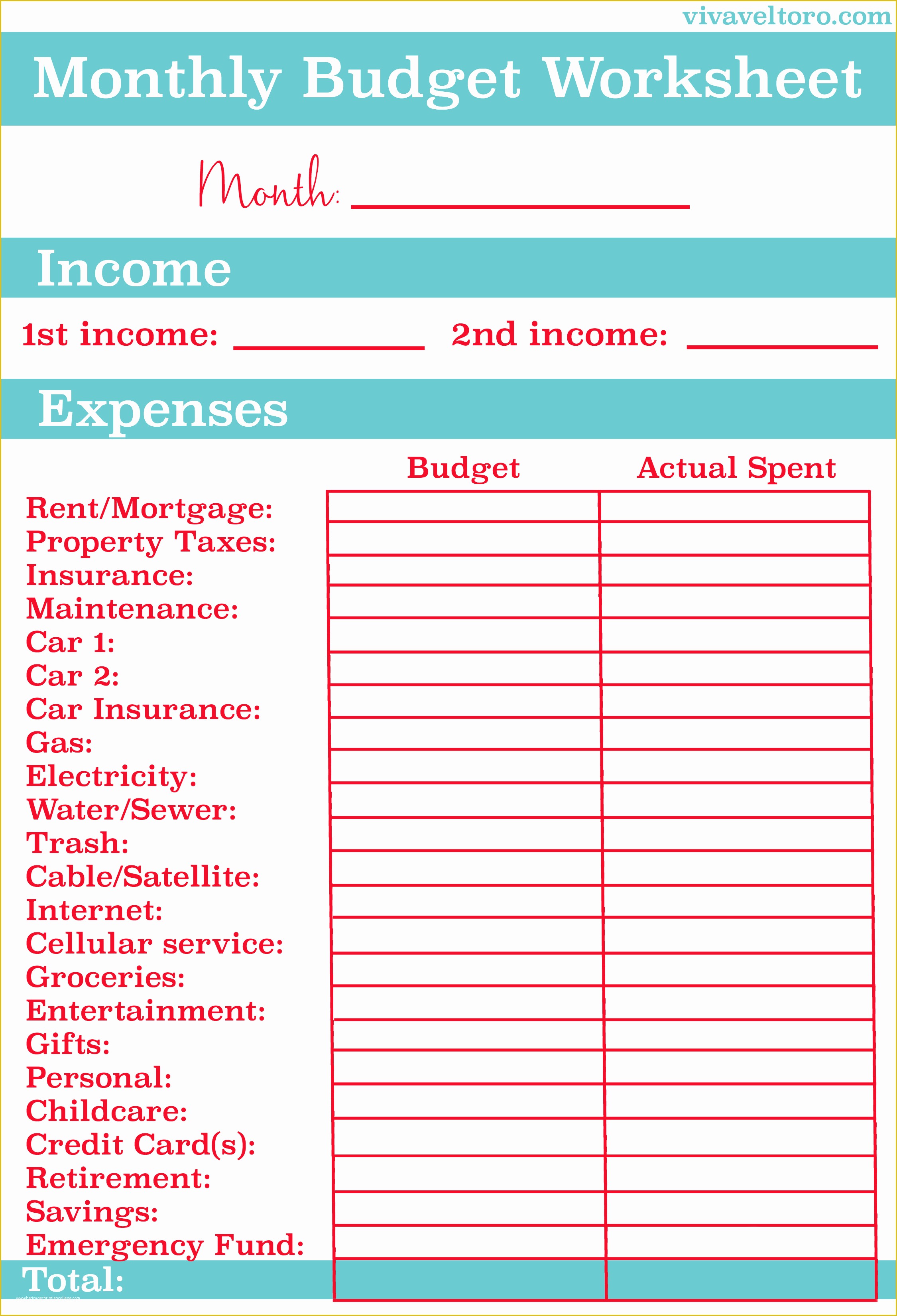 Free Downloadable Budget Template Of Free Printable Personal Bud Template