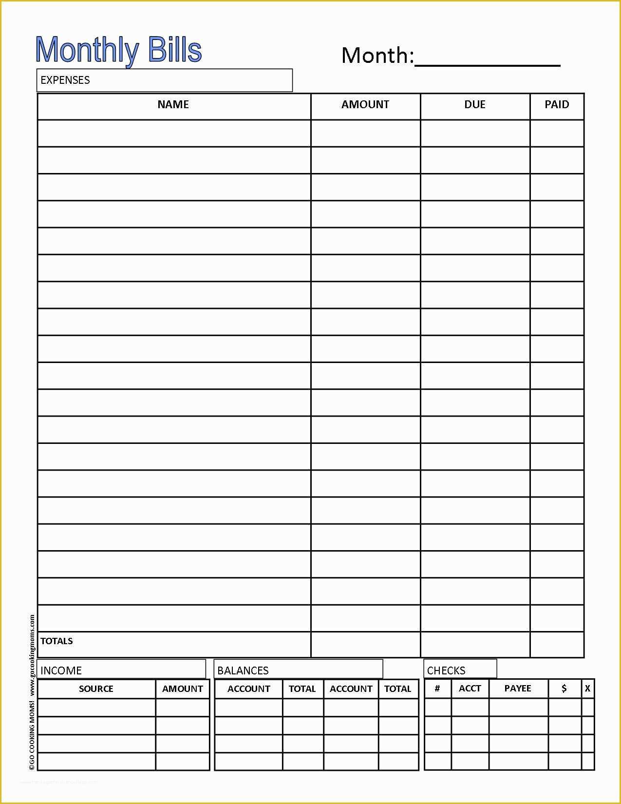 Free Downloadable Budget Template Of Printable Monthly Bud Planner From Gocookingmoms