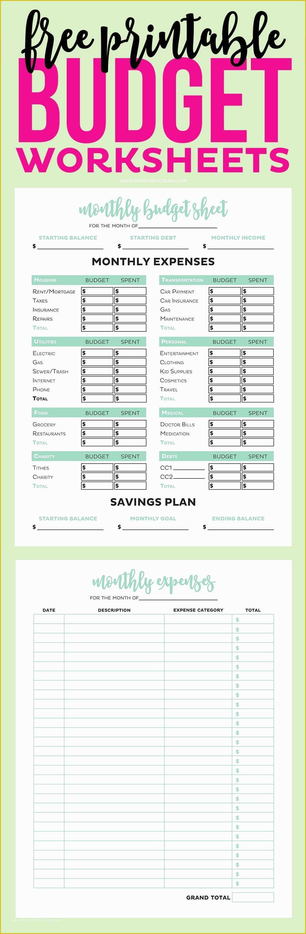 Free Downloadable Budget Template Of Simple Free Printable Bud Worksheets Printable Crush