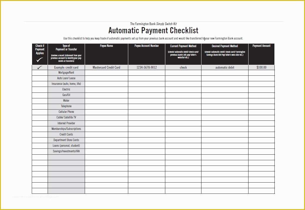 Free Downloadable Checklist Templates Of 32 Free Bill Pay Checklists & Bill Calendars Pdf Word