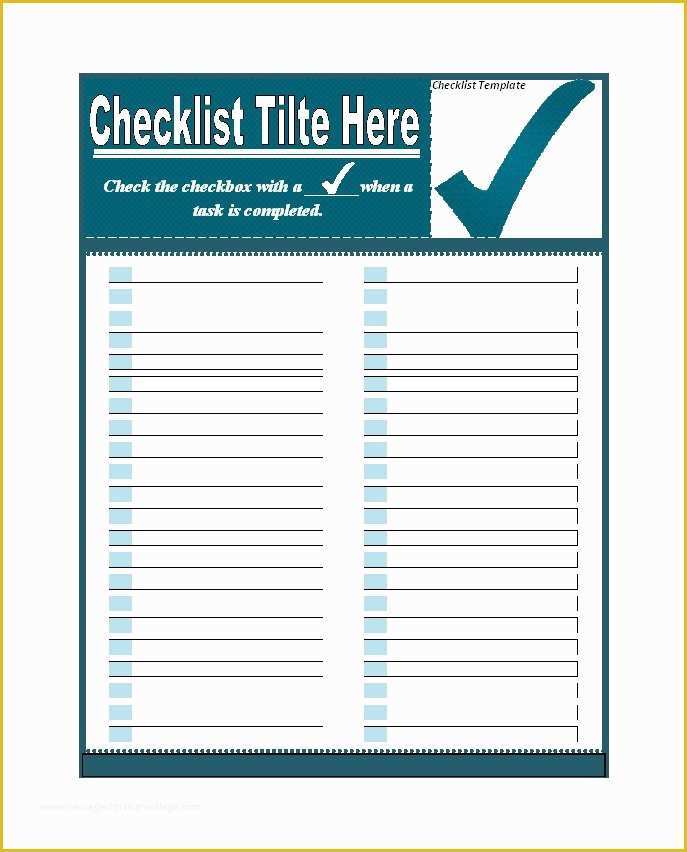 Free Downloadable Checklist Templates Of 50 Printable to Do List & Checklist Templates Excel Word