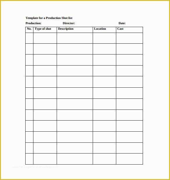 Free Downloadable Checklist Templates Of 9 Shot List Templates Pdf Word Excel