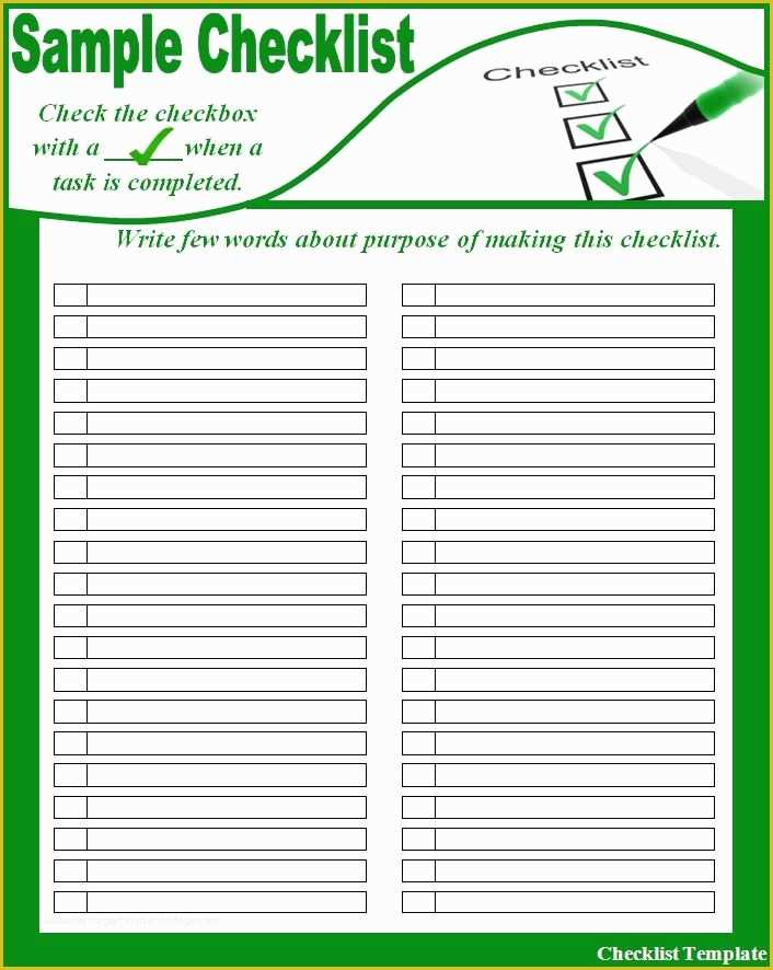 Free Downloadable Checklist Templates Of Checklist Template Free Printable I Such Satisfaction
