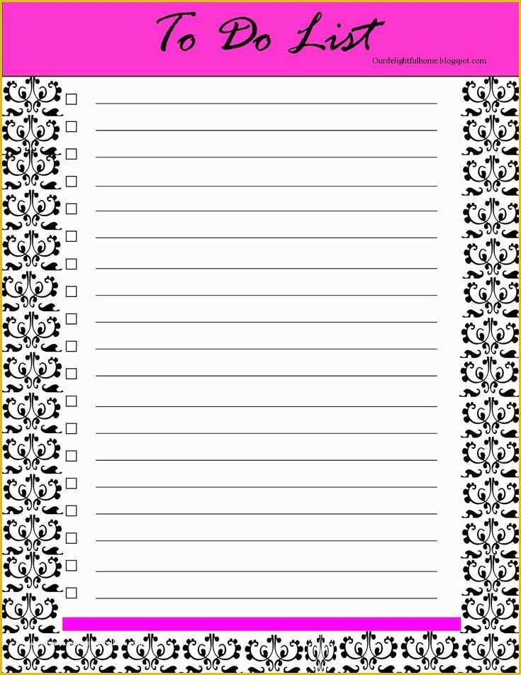 Free Downloadable Checklist Templates Of Cute Printable to Do List Template to Do List