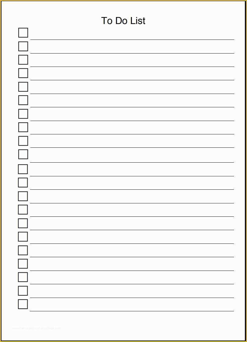 Free Downloadable Checklist Templates Of Free Printable to Do List Templates