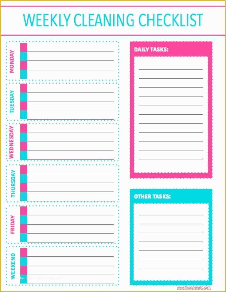 Free Downloadable Checklist Templates Of Free Printable Weekly Cleaning Checklist