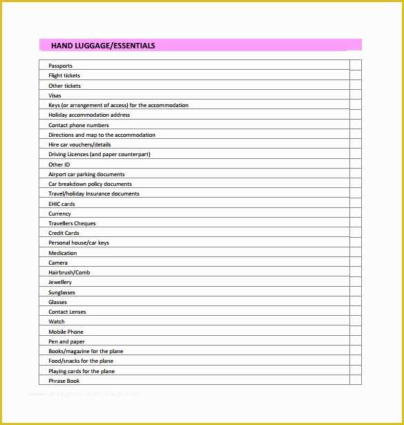 Free Downloadable Checklist Templates Of Packing Checklist Template 16 Download Free Documents