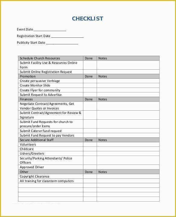 Free Downloadable Checklist Templates Of Printable Document Doc event Planning Master Sheet