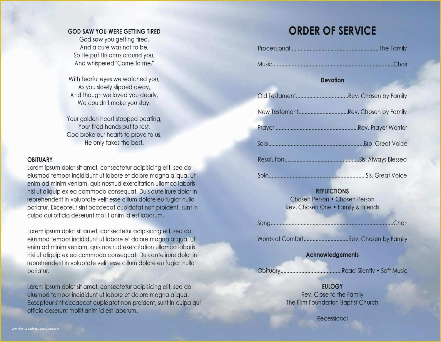 Free Downloadable Obituary Program Templates Of Beautiful Free Obituary Program Template Download