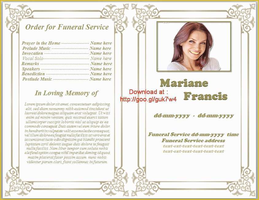 Free Downloadable Obituary Program Templates Of Printable Funeral Program Template Free Download by