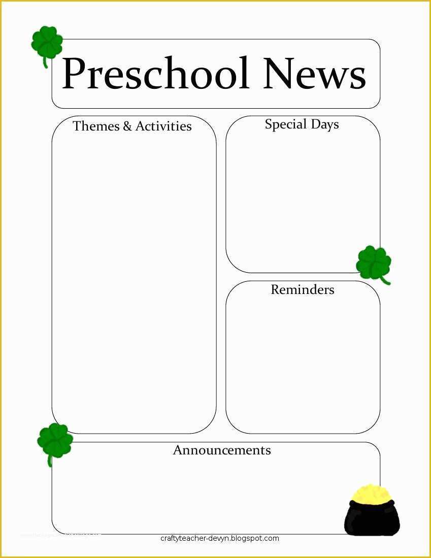 Free Downloadable Preschool Newsletter Templates Of Newsletter Templates