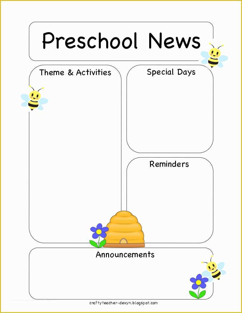 Free Downloadable Preschool Newsletter Templates Of Preschool Bee Newsletter Template