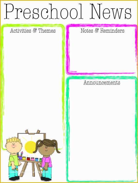 Free Downloadable Preschool Newsletter Templates Of Preschool Bright Color Newsletter