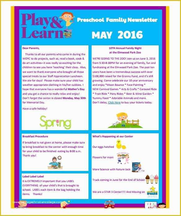 Free Downloadable Preschool Newsletter Templates Of Sample Preschool Newsletter 8 Free Download for Word Pdf