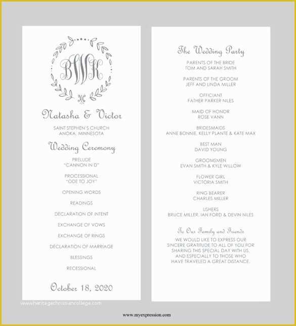 Free Downloadable Wedding Program Templates Of 43 Wedding Templates Word