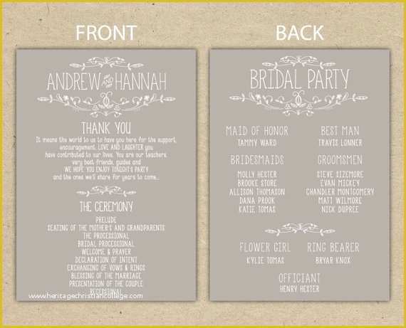 Free Downloadable Wedding Program Templates Of Items Similar to Wedding Program Wedding Reception