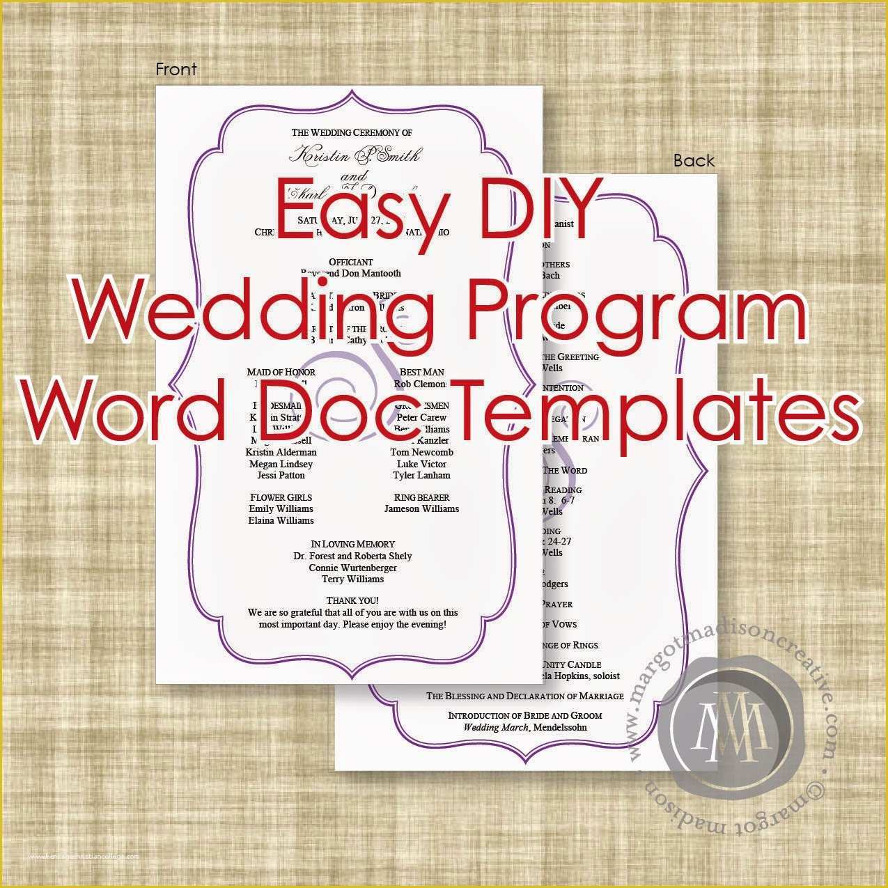 Free Downloadable Wedding Program Templates Of Margotmadison Diy Wedding Program Word Doc Templates now