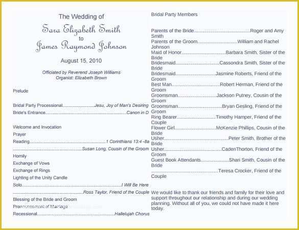 Free Downloadable Wedding Program Templates Of Wedding Program Template 41 Free Word Pdf Psd