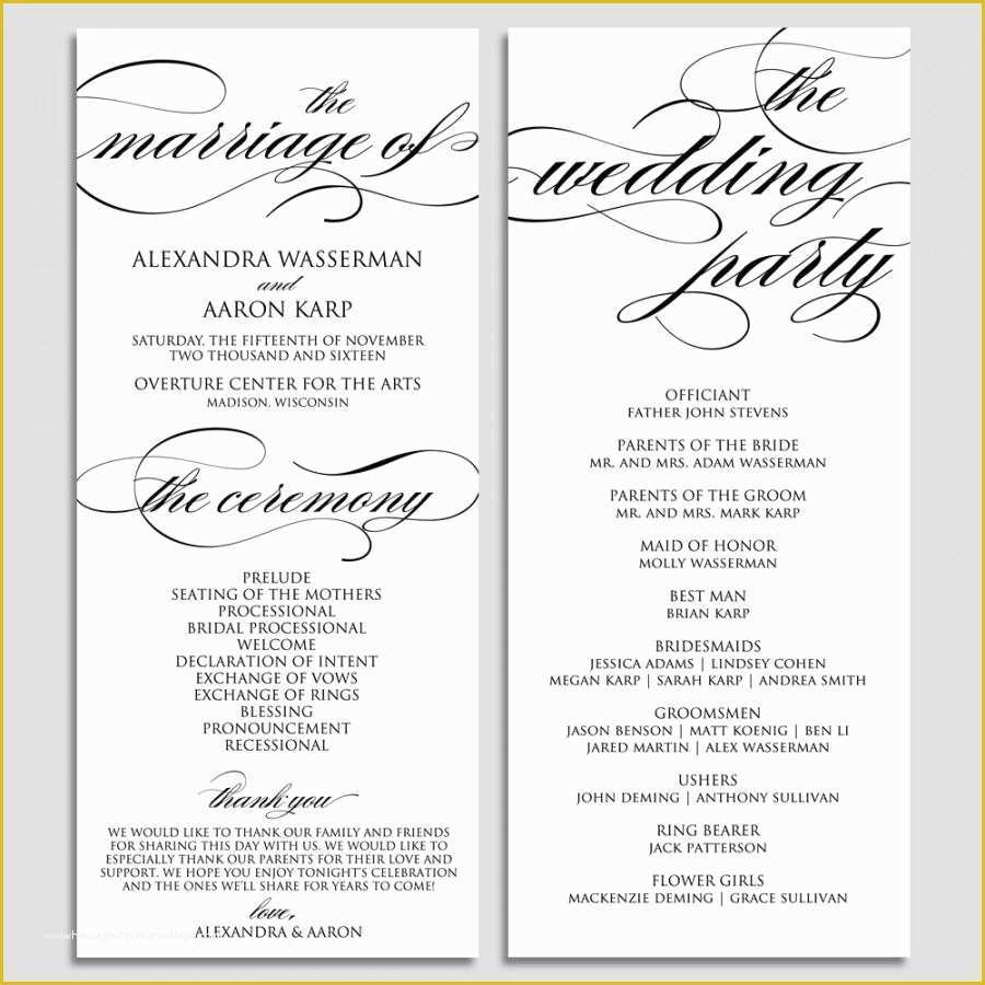 Free Downloadable Wedding Program Templates Of Wedding Program Template Wedding Program Printable