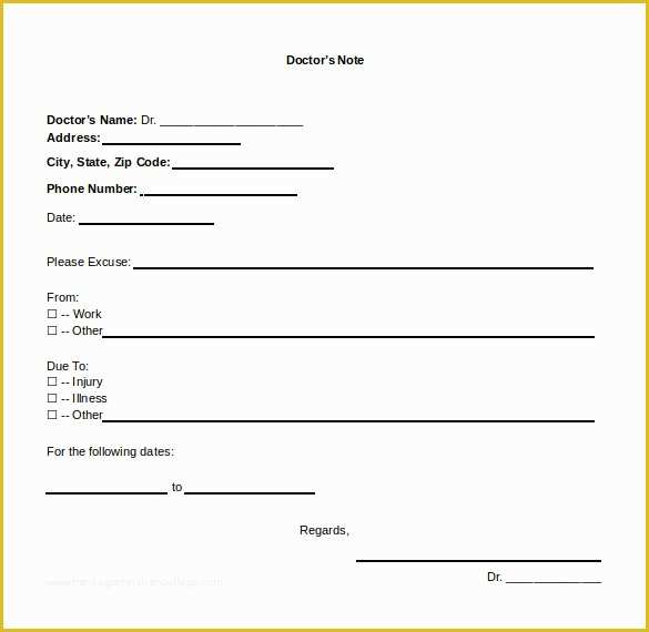 Free Dr Excuse Template Of 22 Doctors Note Templates Free Sample Example format