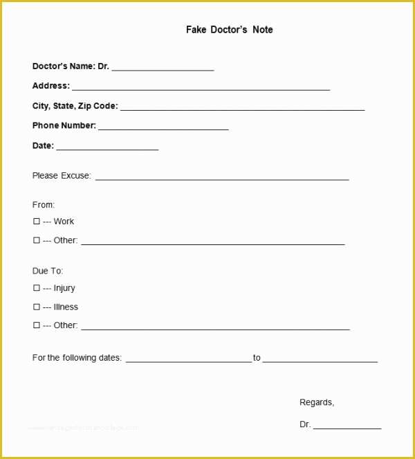 Free Dr Excuse Template Of 22 Doctors Note Templates Free Sample Example format