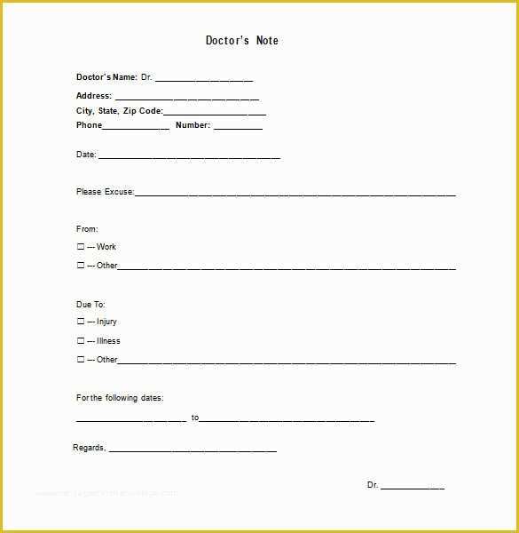 Free Dr Excuse Template Of Doctor Excuse Template 7 Free Sample Example format